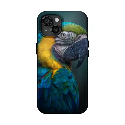 Blue Yellow Macaw Parrot Dark Background