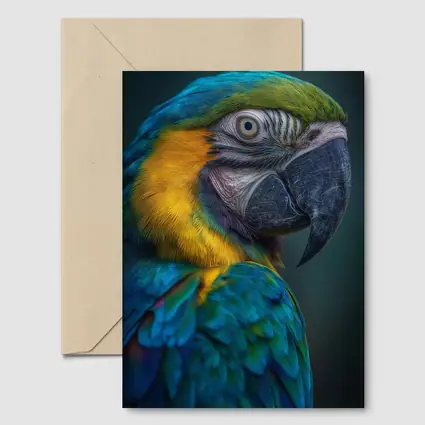 Blue Yellow Macaw Parrot Dark Background