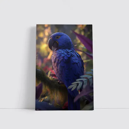 Hyacinth Macaw Perched In Tropical Jungle