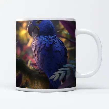 Hyacinth Macaw Perched In Tropical Jungle
