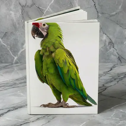 Green Military Macaw Parrot White Background