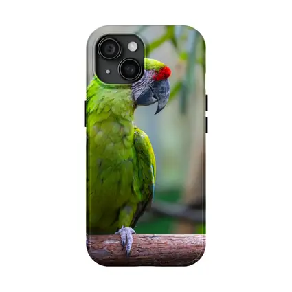 Green Macaw Parrot Perched On Branch