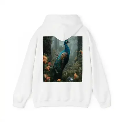 Peacock Standing In Misty Forest