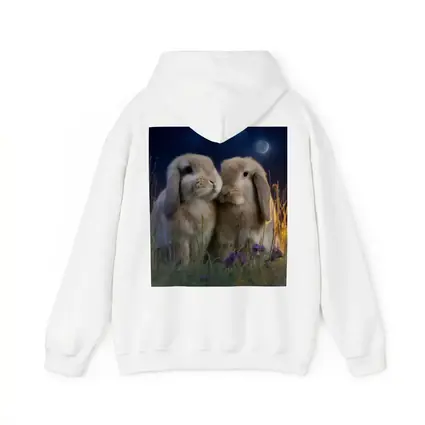 Two Lop Rabbits Sitting Under Night Sky