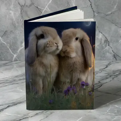Two Lop Rabbits Sitting Under Night Sky
