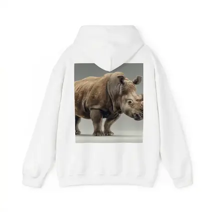 White Rhinoceros Portrait on Gray Background