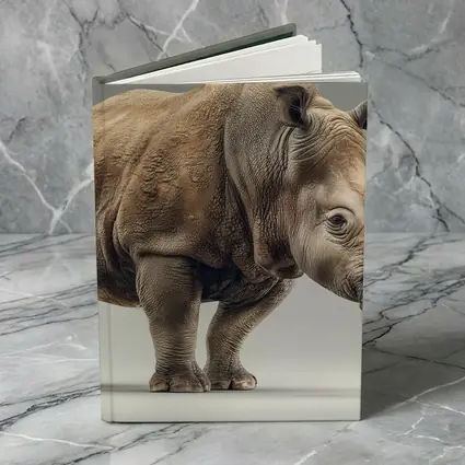 White Rhinoceros Portrait on Gray Background