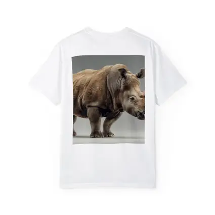 White Rhinoceros Portrait on Gray Background