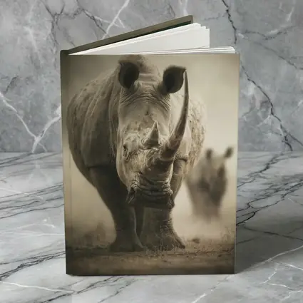 White Rhino Charging Through Dusty Savanna