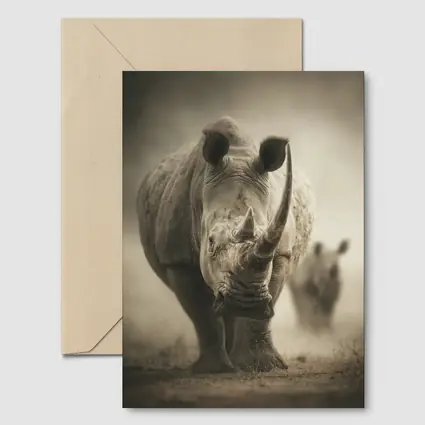 White Rhino Charging Through Dusty Savanna