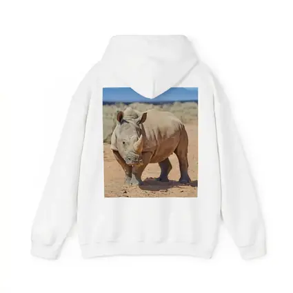 White Rhino Standing on African Desert Plains