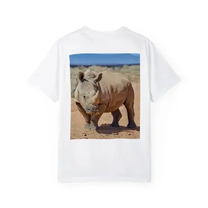 White Rhino Standing on African Desert Plains