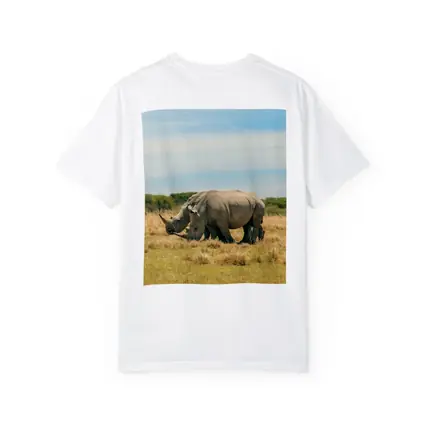 White Rhino Pair Grazing African Savanna