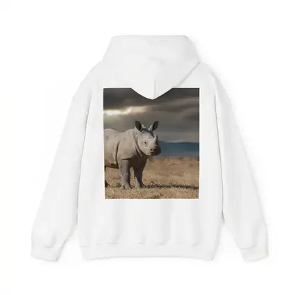 Young White Rhino Standing On African Savanna