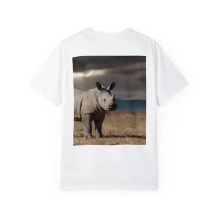 Young White Rhino Standing On African Savanna