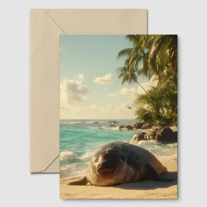 Seal Pup Resting on Tropical Beach Shore