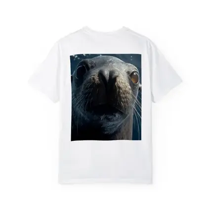Sea Lion Close Up Underwater Blue Background