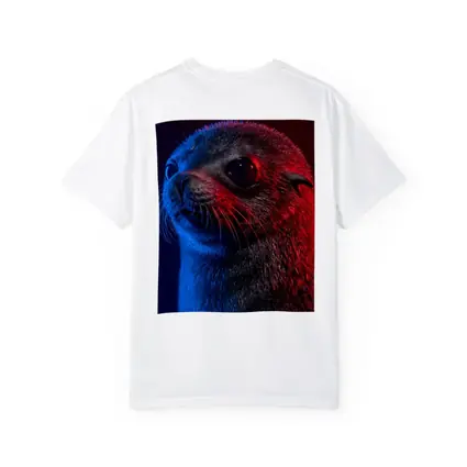 Seal Pup Portrait Blue Red Neon Light