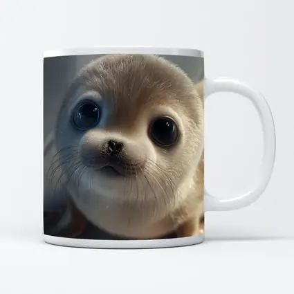 Cute Baby Seal Pup Gray Background
