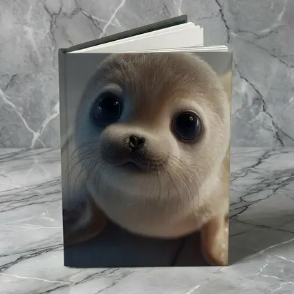 Cute Baby Seal Pup Gray Background