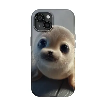 Cute Baby Seal Pup Gray Background