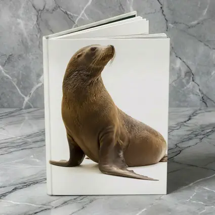 Sea Lion Sitting On White Background