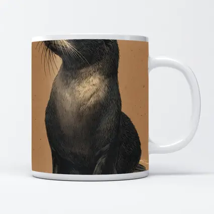 Young Fur Seal Sketch on Beige Background