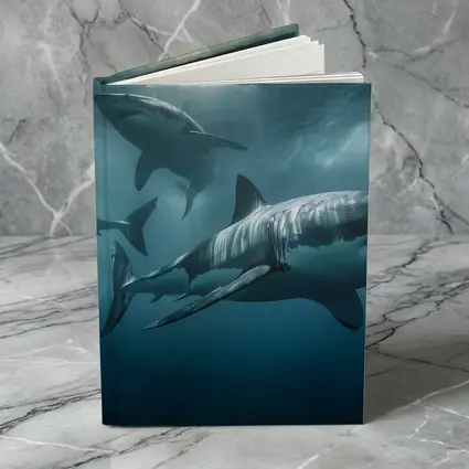 Great White Sharks Swimming Deep Blue Ocean