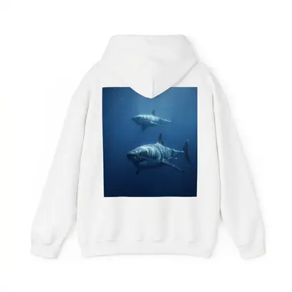Two Great White Sharks Deep Blue Ocean