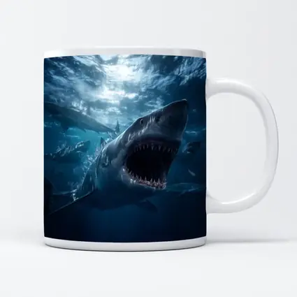Great White Shark Open Jaws Deep Ocean