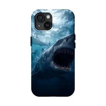 Great White Shark Open Jaws Deep Ocean