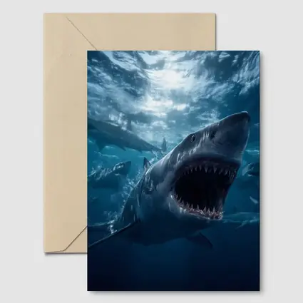 Great White Shark Open Jaws Deep Ocean