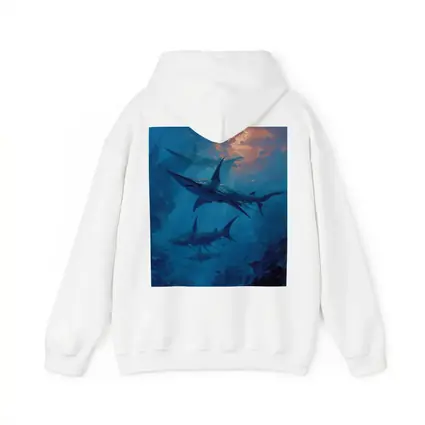 Blue Sharks Swimming Deep Ocean Reef