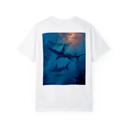 Blue Sharks Swimming Deep Ocean Reef