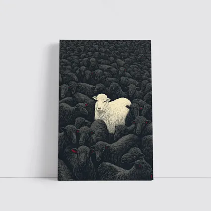 White Sheep Standing Out Dark Flock