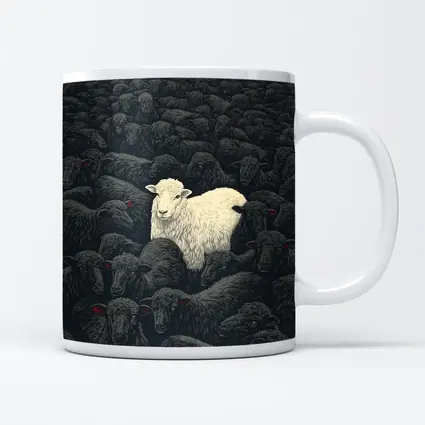 White Sheep Standing Out Dark Flock