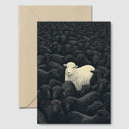 White Sheep Standing Out Dark Flock
