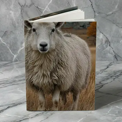 Horned Sheep Standing In Autumn Meadow