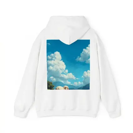 Fluffy Sheep Grazing On Green Hillside