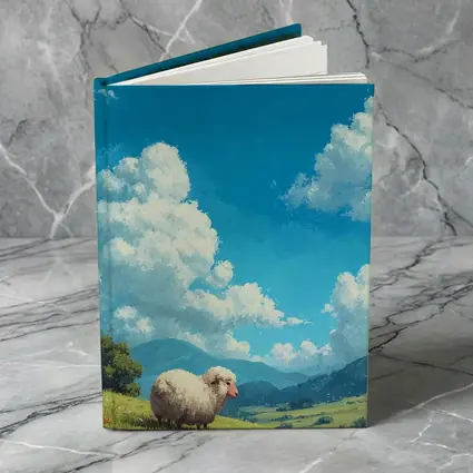 Fluffy Sheep Grazing On Green Hillside