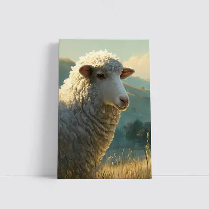 Woolly Sheep Portrait Golden Meadow Hills