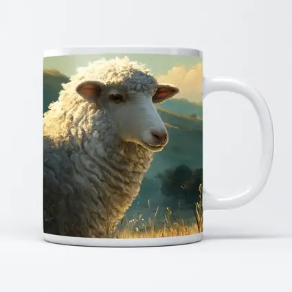 Woolly Sheep Portrait Golden Meadow Hills