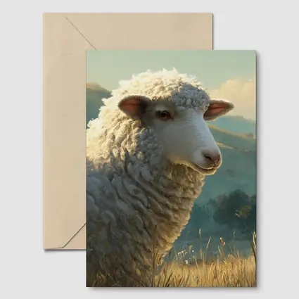 Woolly Sheep Portrait Golden Meadow Hills