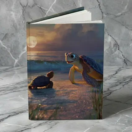 Sea Turtles on Moonlit Beach at Night