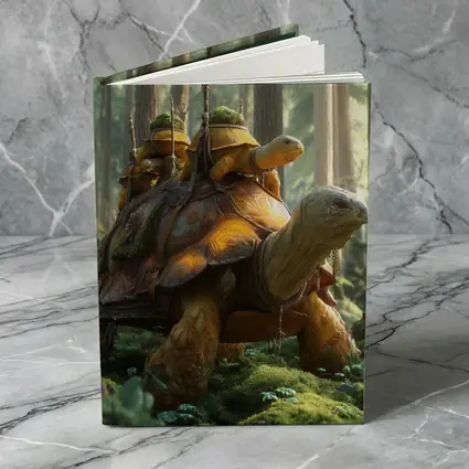 Fantasy Tortoise Warriors Riding Forest Path