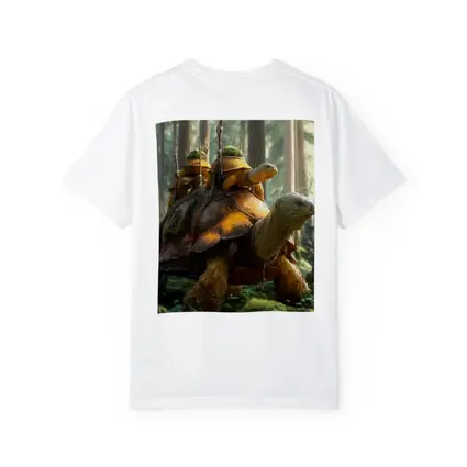 Fantasy Tortoise Warriors Riding Forest Path