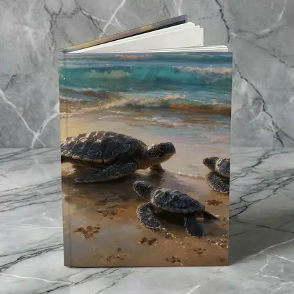 Sea Turtles Walking on Sunny Beach Shore