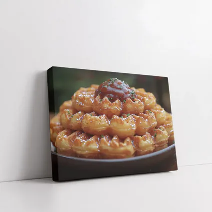 Stacked Waffles With Tomato Sauce Plate