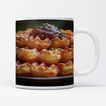 Stacked Waffles With Tomato Sauce Plate
