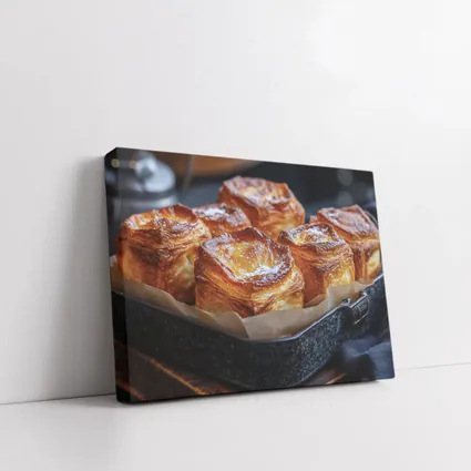 Golden Flaky Pastries In Dark Baking Pan